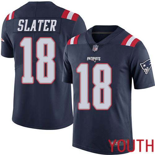 New England Patriots Football #18 Rush Vapor Limited Navy Blue Youth Matthew Slater NFL Jersey->youth nfl jersey->Youth Jersey